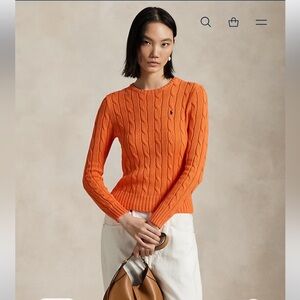 RALPH LAUREN Cable-Knit Cotton Crewneck Sweater